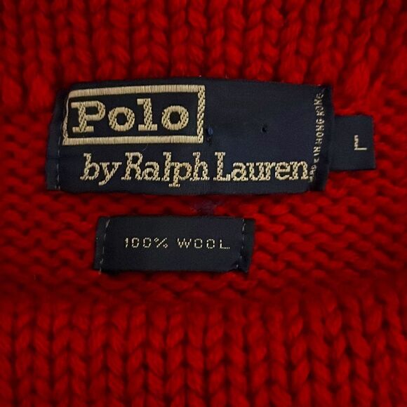 Vintage Polo by Ralph Lauren Red Wool Sweater Perfect Condition Size Large - Picture 6 of 6